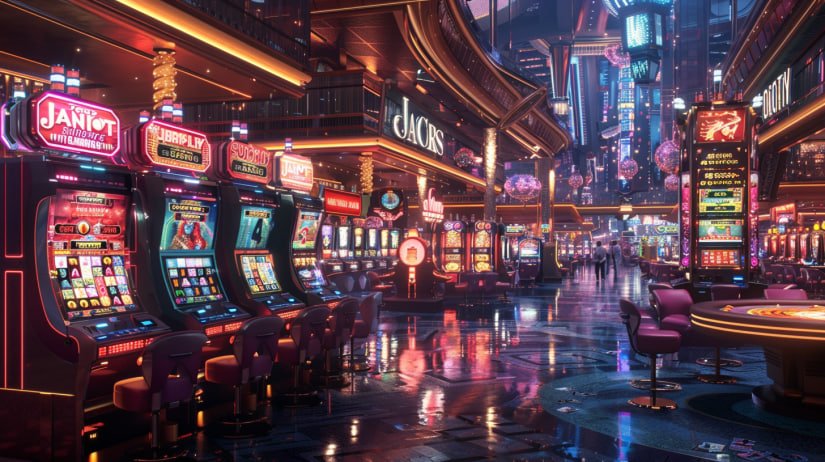 Permainan jackpot bernuansa neon ungu